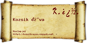 Kozsik Éva névjegykártya
