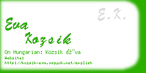 eva kozsik business card
